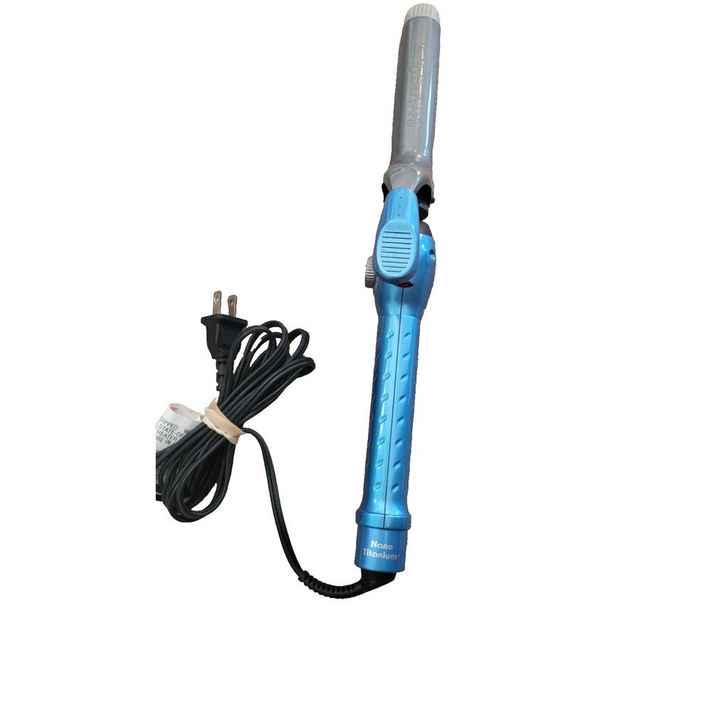 BaBylissPRO Nano Titanium 1" Spring Curling Iron BABNT100S Blue Tested